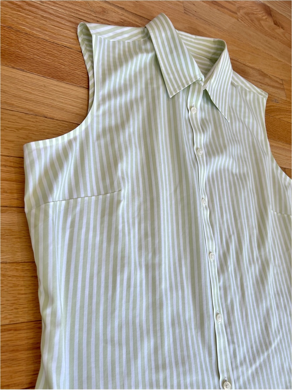 Brooks Brothers 346 Non Iron Sleeveless Button Down Shirt Green White Stripe 16 - Picture 7 of 13